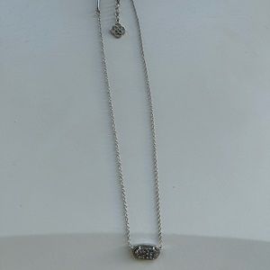 Elisa Silver Pendant Necklace in Platinum Drusy- Kendra Scott
